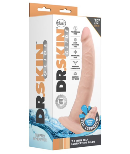 Blush Dr. Skin Glide – 7.5 Inch Self Lubricating Feels Like Skin Soft Realistic Dildo